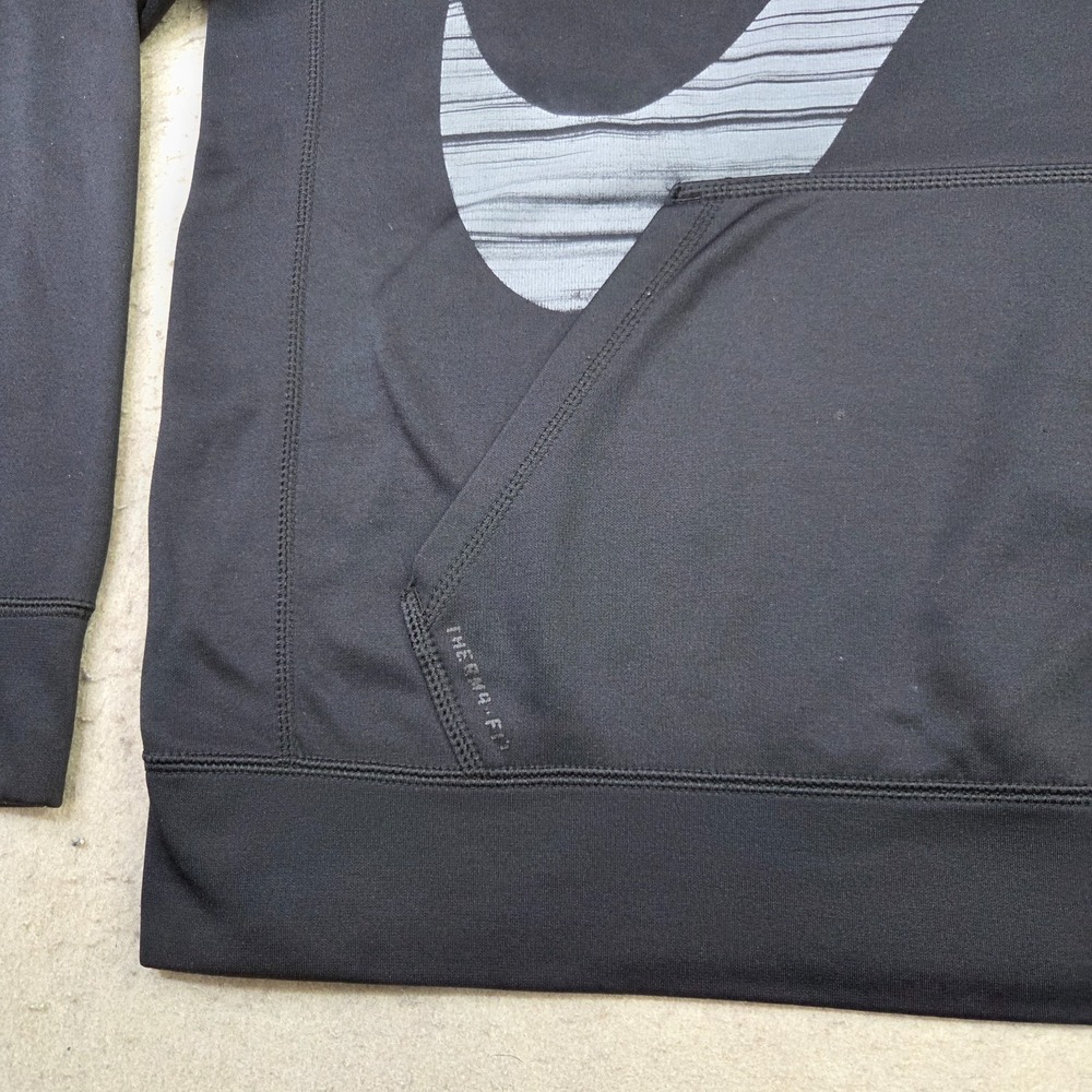 Nike Therma-Fit Hoodie Mens Med Black Pullover Sweatshirt Swoosh 620173-010 - Picture 4 of 10